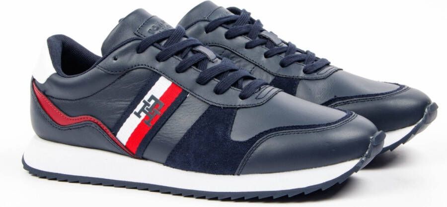 Tommy Hilfiger Blauwe Leren Sneakers Blue Heren