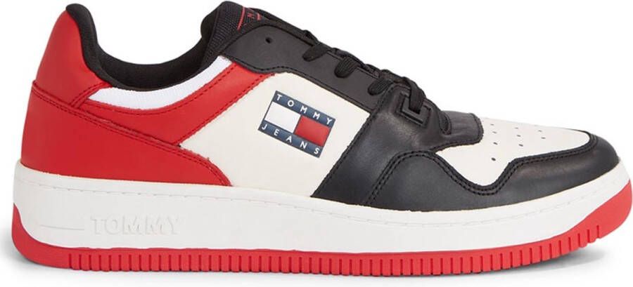 Tommy Hilfiger Witte Leren Sneaker met Platte Zool Multicolor Heren