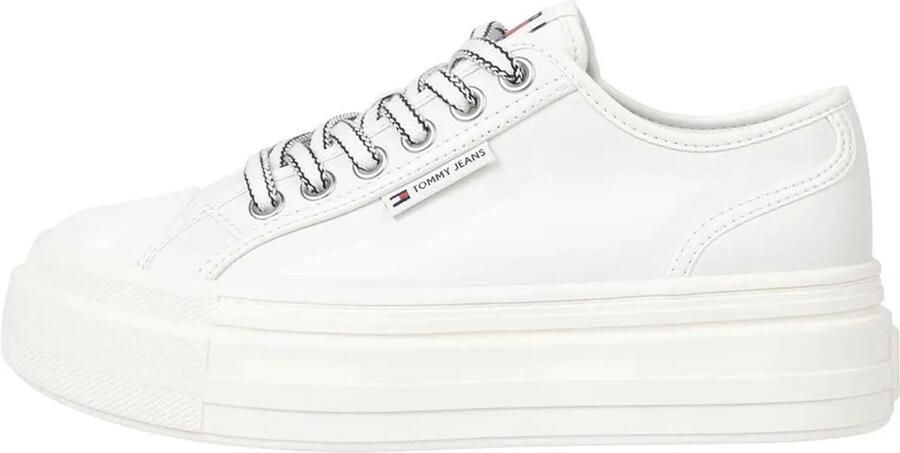 TOMMY JEANS Plateausneakers TJW FOXING VULC LC LEATHER vrijetijdsschoen lage schoen veterschoen contrast-veters