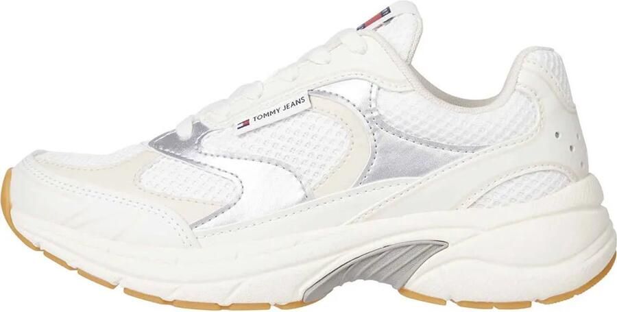 TOMMY JEANS Sneakers met sleehak THE CONEY METALLIC vrijetijdsschoen veterschoen lage schoen ugly sneaker logo-patch