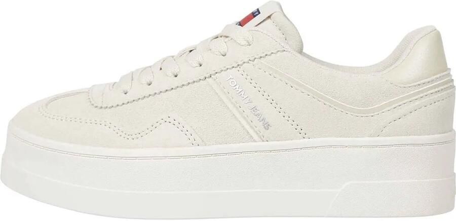 TOMMY JEANS Plateausneakers THE GREENWICH FLATFORM ELEVATED veterschoenen vrijetijdsschoen lage schoen met logo-applicatie