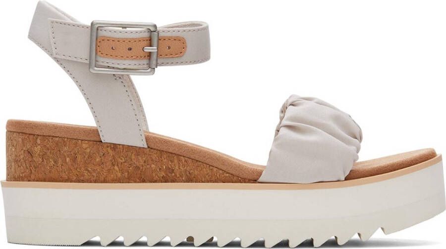 TOMS Diana Ruched Woven Beige Wedge Sandaal