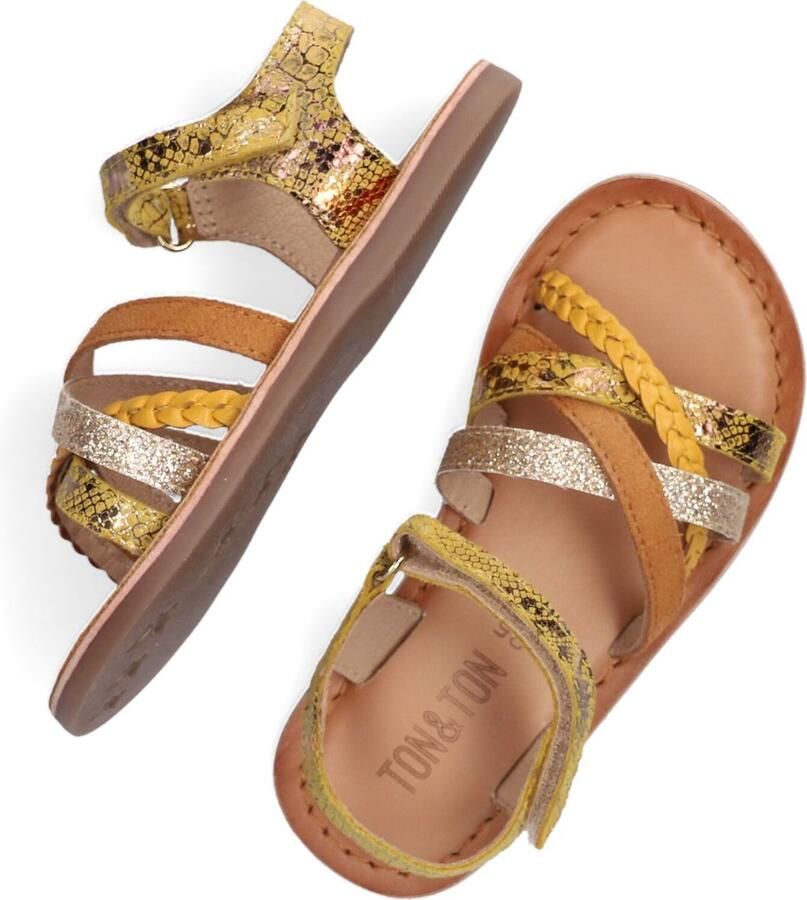 Ton & Ton Meisjes Platte sandalen Pl_om007 Geel Leer - Foto 3