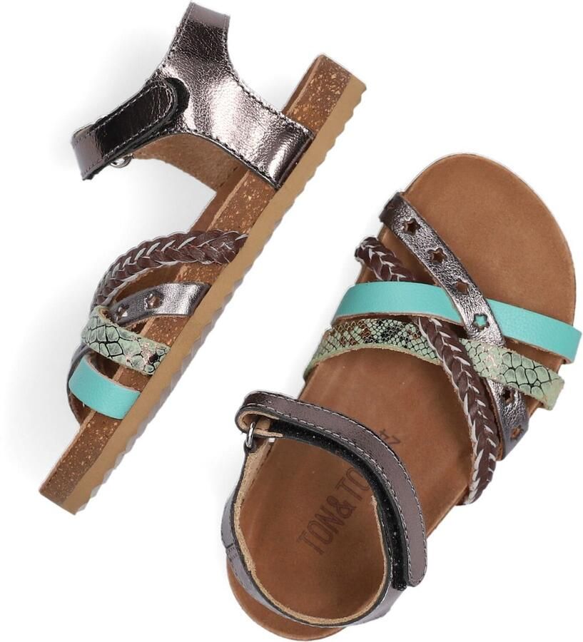 Ton & Ton Meisjes Platte sandalen Pl_omo08 Zilver Leer - Foto 2