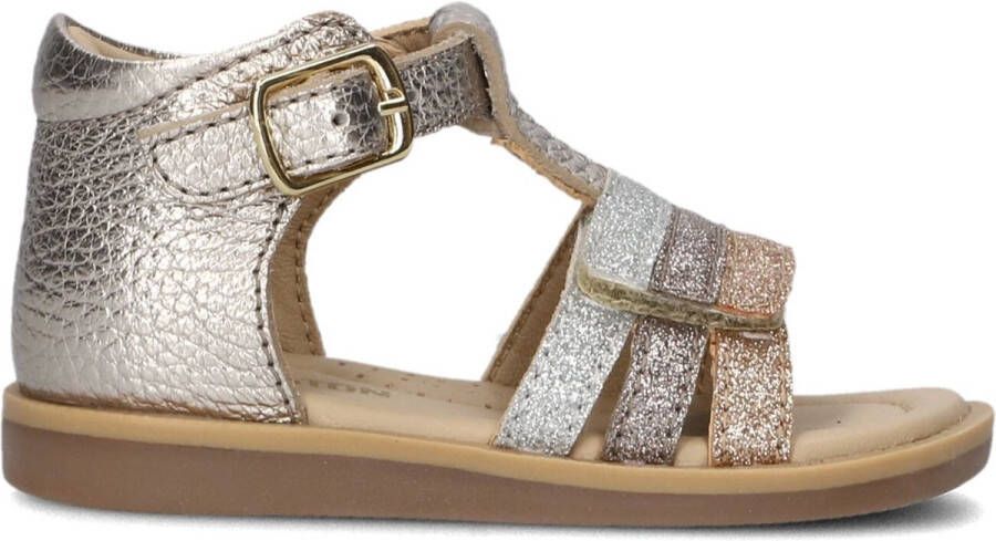 Ton & Ton Unisex Platte sandalen Siri Goud Leer