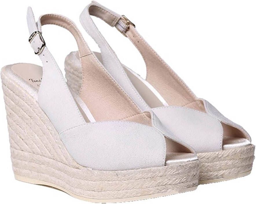 Toni Pons Poppy Esparto Sleehak Sandalen Wit Vrouw