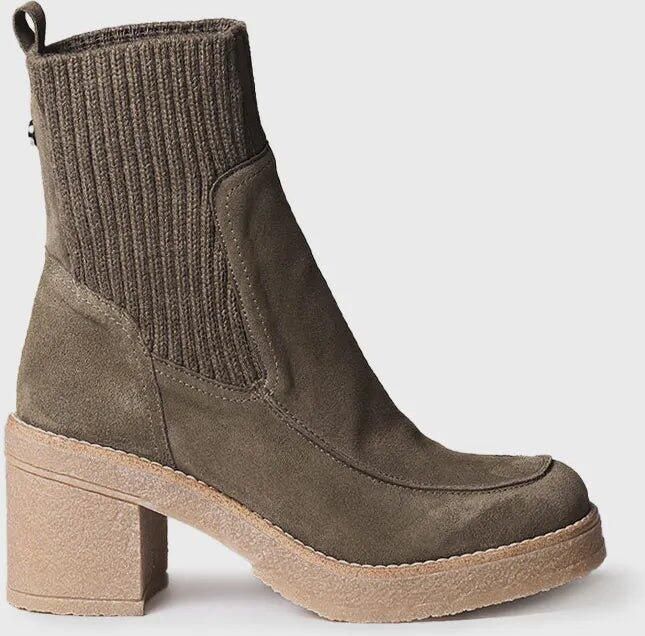 Toni Pons Dames enkellaarsjes met brede hak van suède en stof PRAGA-SY