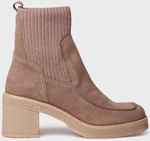 Toni Pons Dames enkellaarsjes met brede hak van suède en stof PRAGA-SY