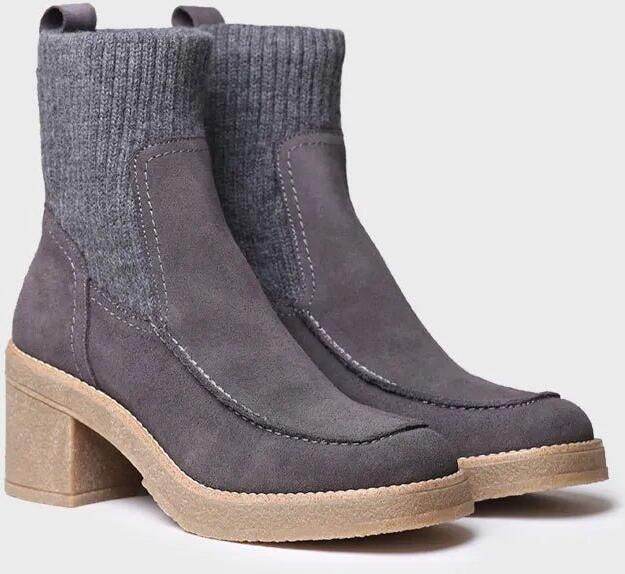 Toni Pons Dames enkellaarsjes met brede hak van suède en stof PRAGA-SY