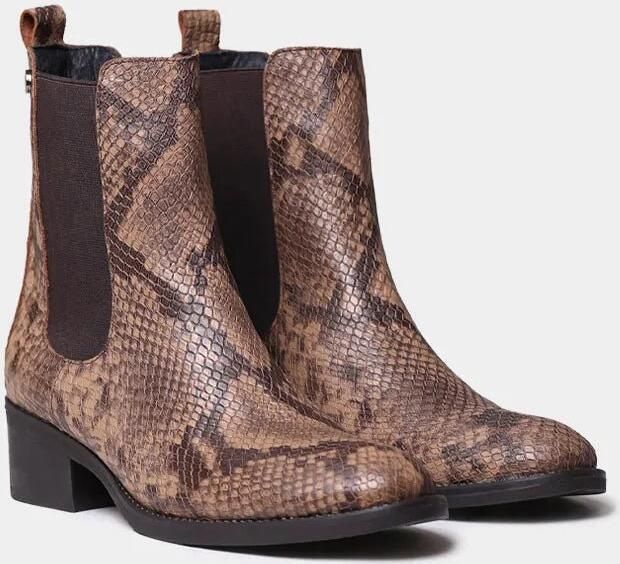 Toni Pons Dames enkellaarsjes van leer met slangenprint en elastische details TORTOSA-PI