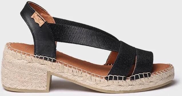 Toni Pons Dames espadrille met brede hak en metallic elastiek DAMES