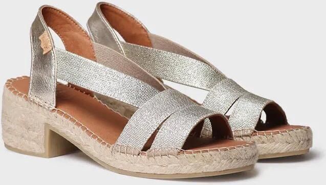 Toni Pons Dames espadrille met brede hak en metallic elastiek DAMES