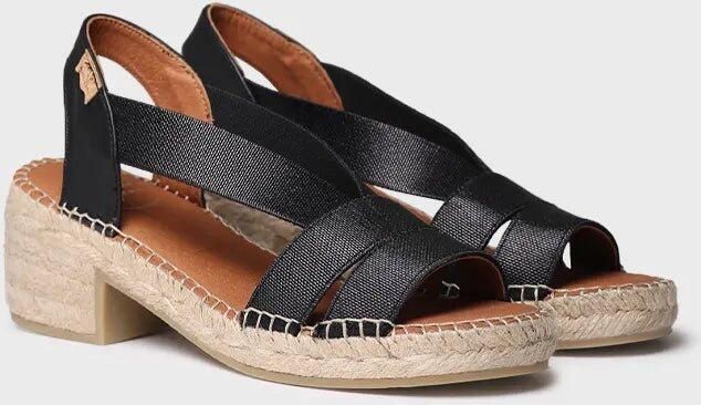 Toni Pons Dames espadrille met brede hak en metallic elastiek DAMES