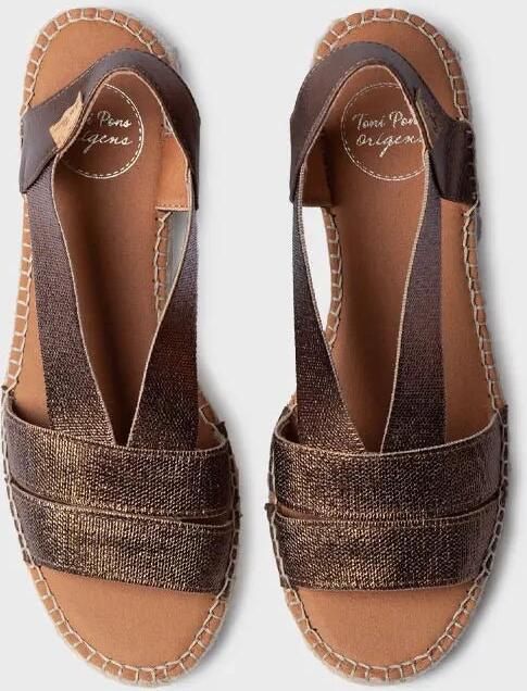 Toni Pons Dames espadrille met brede hak en metallic elastiek DAMES