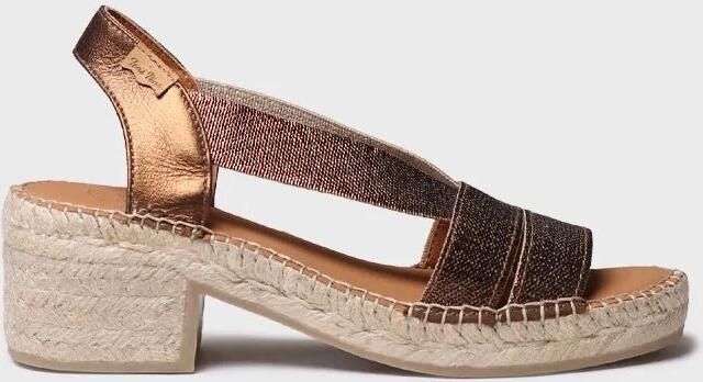 Toni Pons Dames espadrille met brede hak en metallic elastiek DAMES