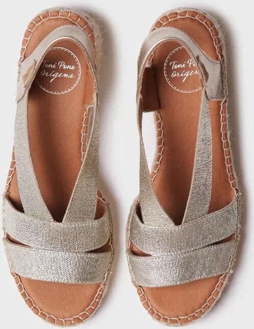 Toni Pons Dames espadrille met brede hak en metallic elastiek DAMES