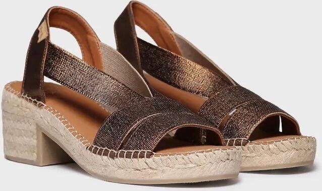 Toni Pons Dames espadrille met brede hak en metallic elastiek DAMES