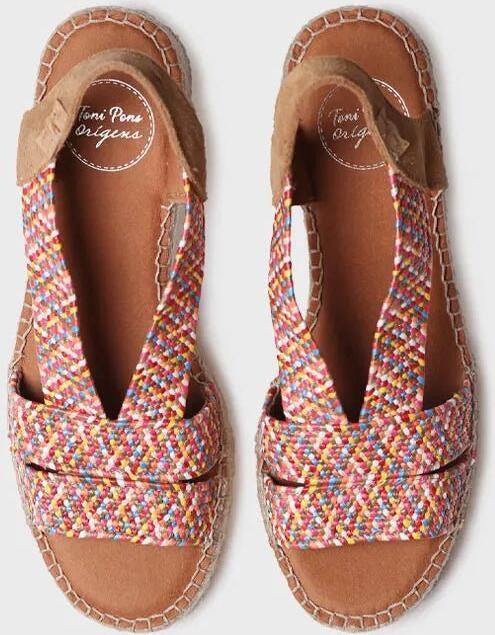 Toni Pons Dames espadrille met brede hak en tweekleurig elastiek DALYN
