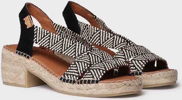 Toni Pons Dames espadrille met brede hak en tweekleurig elastiek DALYN