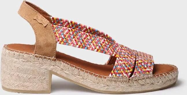 Toni Pons Dames espadrille met brede hak en tweekleurig elastiek DALYN