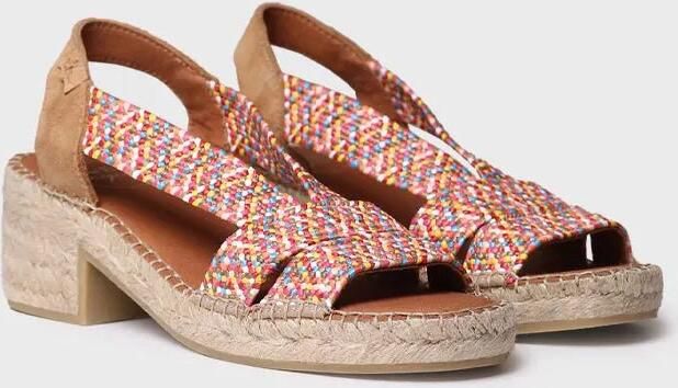 Toni Pons Dames espadrille met brede hak en tweekleurig elastiek DALYN