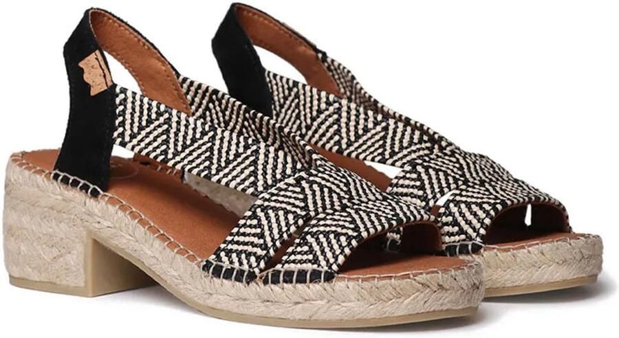 Toni Pons Dames espadrille met brede hak en tweekleurig elastiek DALYN