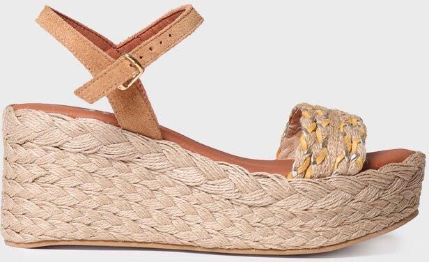 Toni Pons Dames espadrille met hoge hak van jute en suède ROSALIA