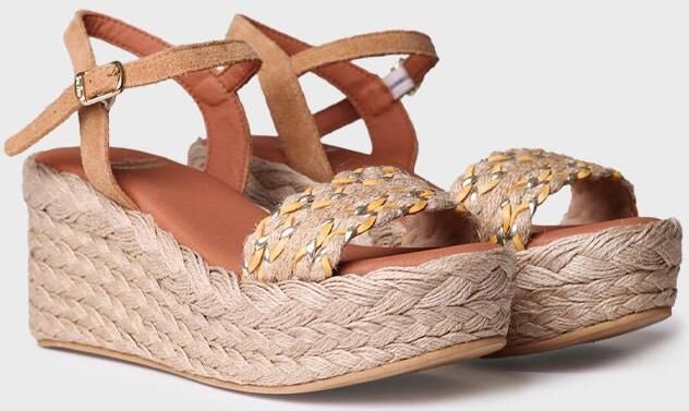 Toni Pons Dames espadrille met hoge hak van jute en suède ROSALIA