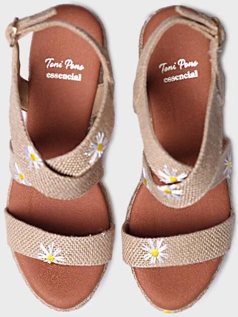Toni Pons Dames espadrille met hoge hakken en madeliefjes SIDNEY