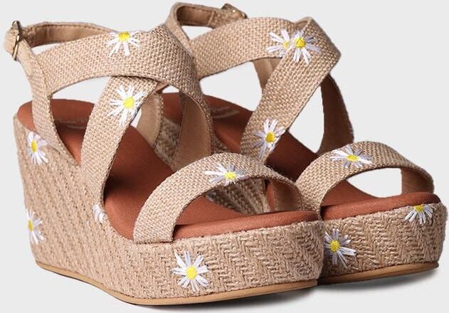 Toni Pons Dames espadrille met hoge hakken en madeliefjes SIDNEY