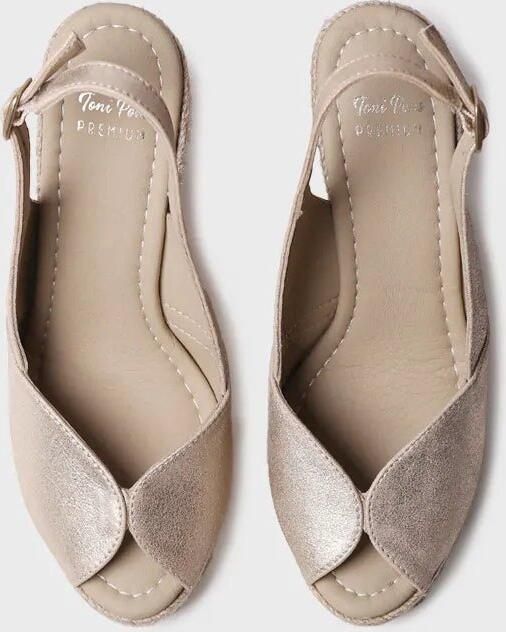 Toni Pons Dames espadrille met hoge hakken open neus en sleehak van leer OPRAH