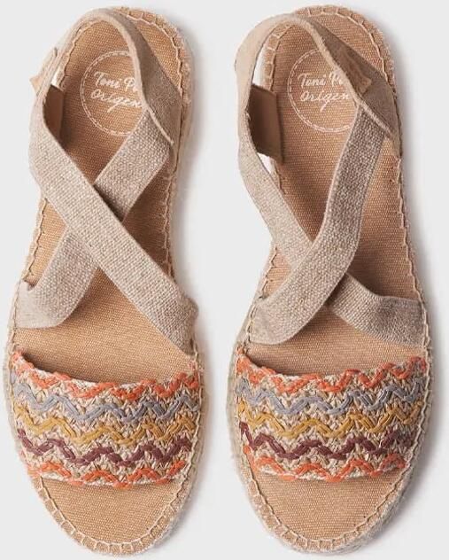 Toni Pons Dames espadrille met jute sleehak en veelkleurige banden EIDER-RS