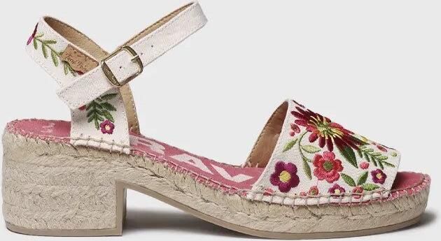 Toni Pons Dames espadrille met lage hak en bloemenborduurwerk TAMARIU