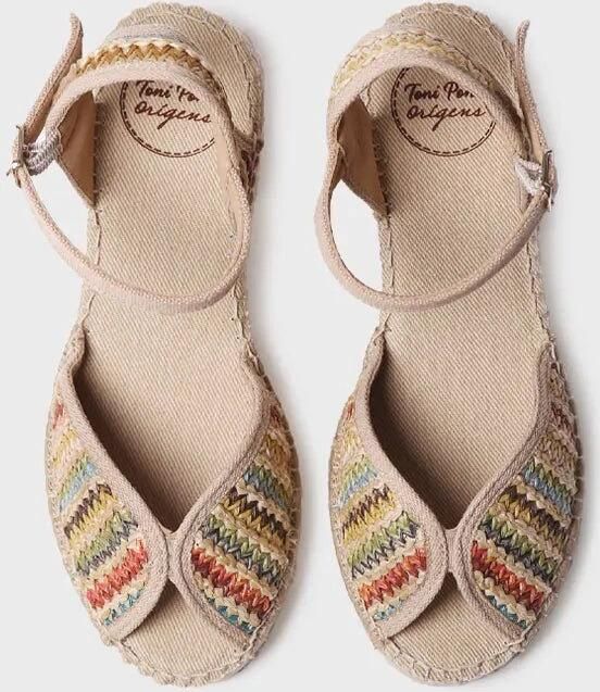 Toni Pons Dames espadrille met middelhoge sleehak van veelkleurige raffia BELLA-MA