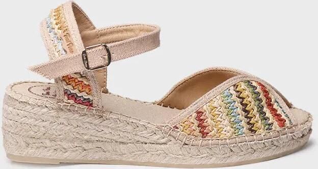 Toni Pons Dames espadrille met middelhoge sleehak van veelkleurige raffia BELLA-MA