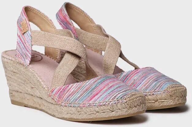 Toni Pons Dames espadrille met sleehak en gekruiste elastische bandjes SABA-RG
