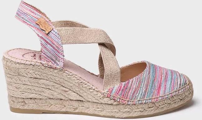 Toni Pons Dames espadrille met sleehak en gekruiste elastische bandjes SABA-RG