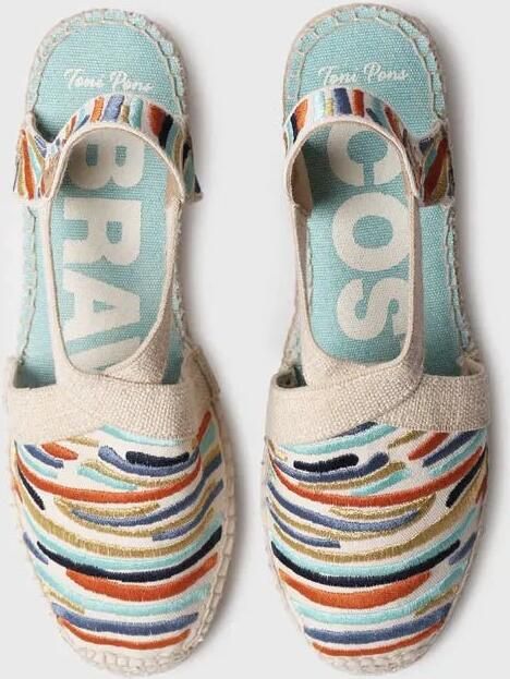 Toni Pons Dames espadrille met sleehak en veelkleurig borduurwerk MONTJOI