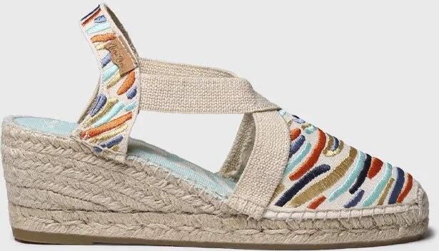 Toni Pons Dames espadrille met sleehak en veelkleurig borduurwerk MONTJOI