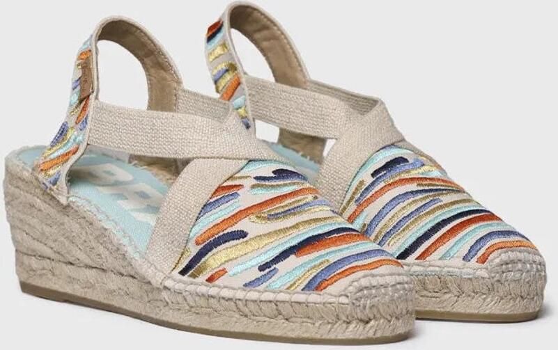 Toni Pons Dames espadrille met sleehak en veelkleurig borduurwerk MONTJOI