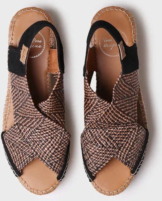 Toni Pons Dames espadrille met sleehak en veelkleurige elastische bandjes MASAI