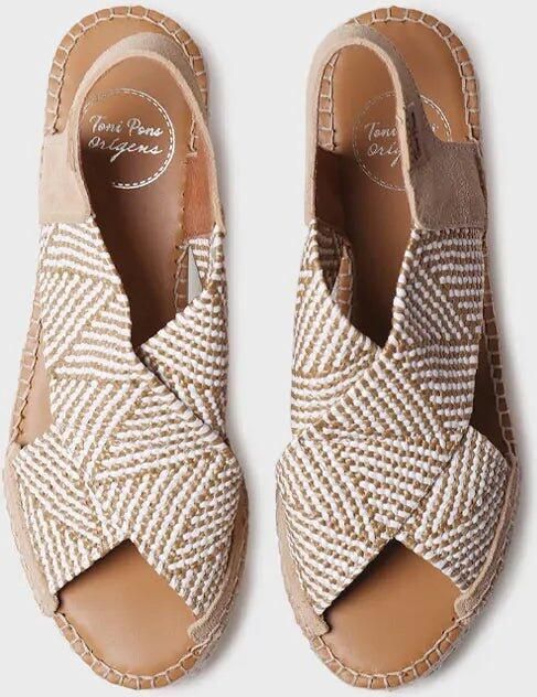 Toni Pons Dames espadrille met sleehak en veelkleurige elastische bandjes MASAI