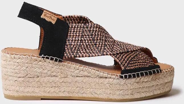 Toni Pons Dames espadrille met sleehak en veelkleurige elastische bandjes MASAI