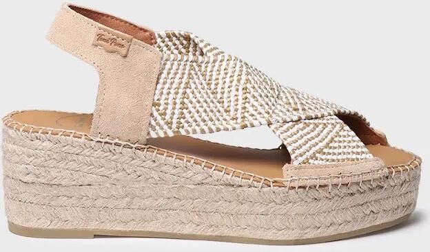 Toni Pons Dames espadrille met sleehak en veelkleurige elastische bandjes MASAI