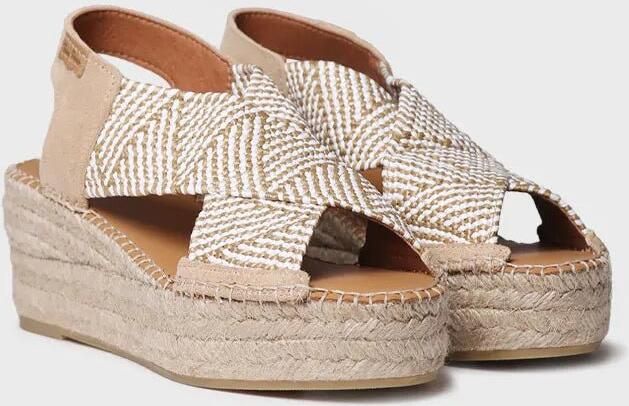 Toni Pons Dames espadrille met sleehak en veelkleurige elastische bandjes MASAI