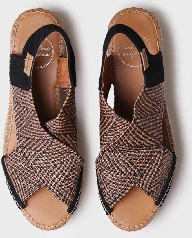 Toni Pons Dames espadrille met sleehak en veelkleurige elastische bandjes MASAI