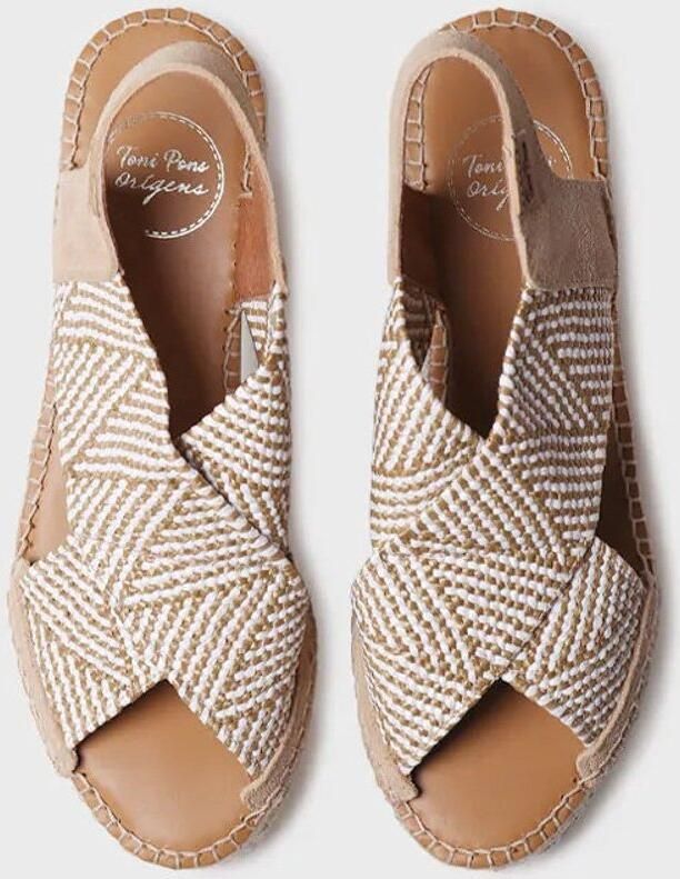 Toni Pons Dames espadrille met sleehak en veelkleurige elastische bandjes MASAI