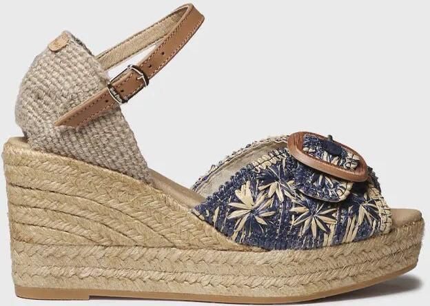 Toni Pons Dames espadrille met sleehak in tweekleurig raffia LIA-RF