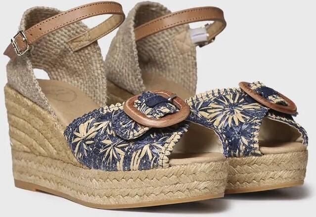 Toni Pons Dames espadrille met sleehak in tweekleurig raffia LIA-RF