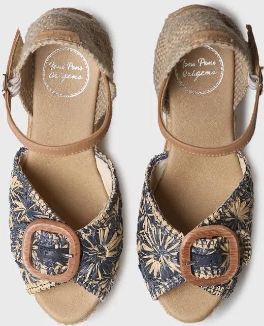 Toni Pons Dames espadrille met sleehak in tweekleurig raffia LIA-RF